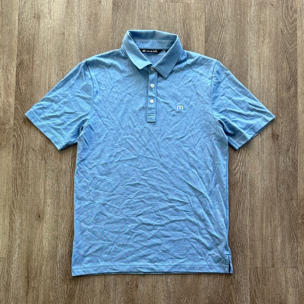 Travis Mathew Short Sleeve Polo Light Blue Size Small Golf Business Casual